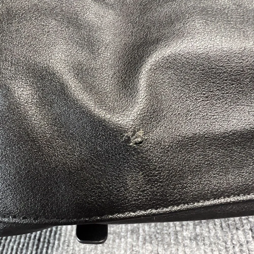 Faux Leather Black Backpack Laptop Bag Casual Work Business Pockets Straps 16x15